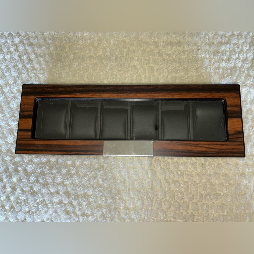 Wood Grain Watch Display Case with Black Interior